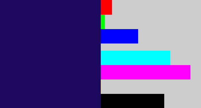 Hex color #1d0a5f - dark indigo