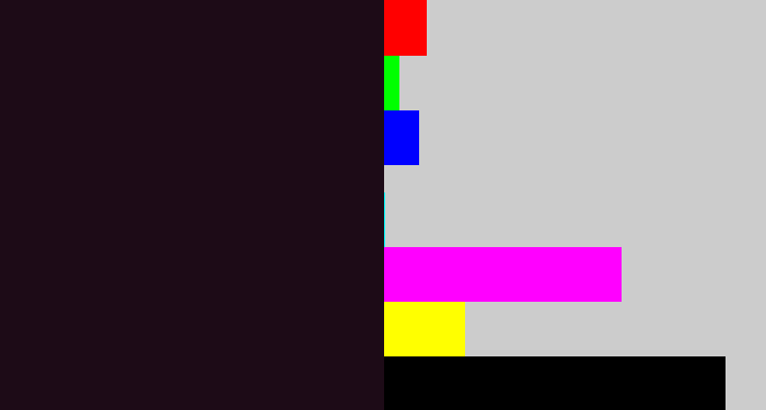 Hex color #1d0b17 - almost black