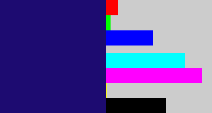 Hex color #1d0b71 - deep blue