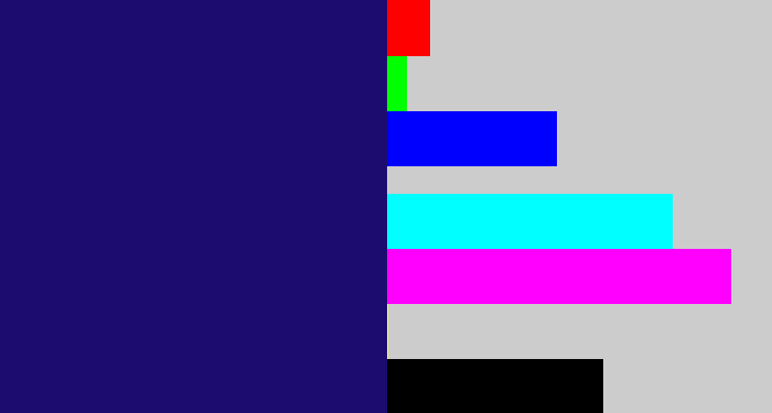 Hex color #1d0c6f - deep blue
