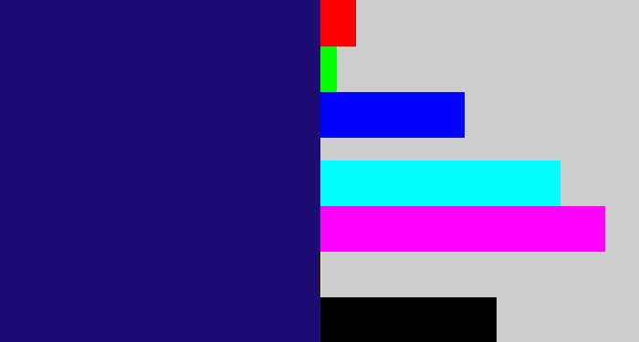 Hex color #1d0d73 - deep blue