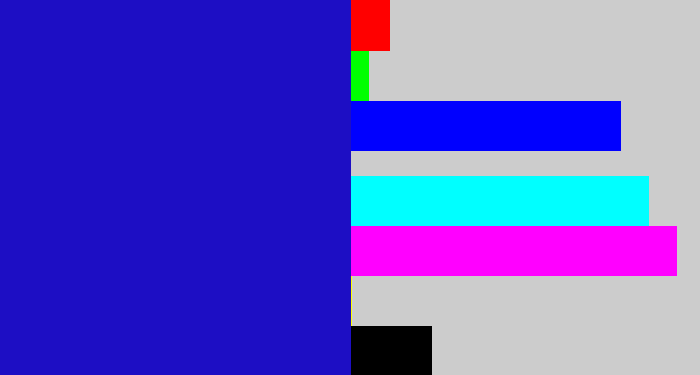Hex color #1d0ec4 - ultramarine