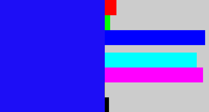 Hex color #1d0ef6 - strong blue