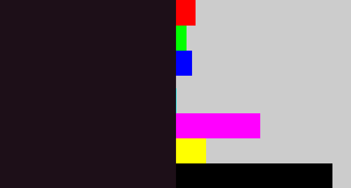 Hex color #1d0f18 - almost black