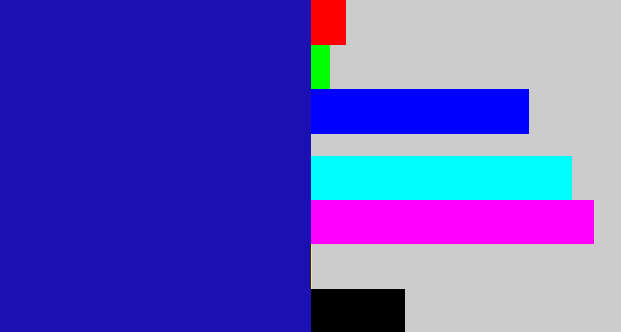 Hex color #1d10b2 - ultramarine