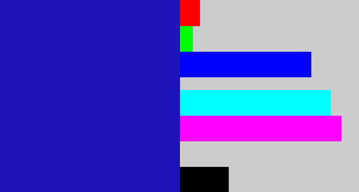 Hex color #1d13b9 - ultramarine