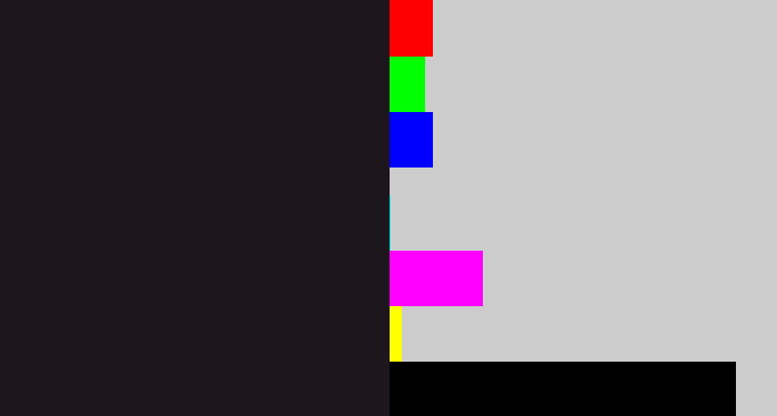 Hex color #1d161c - dark
