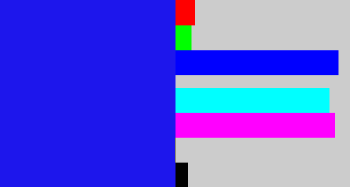 Hex color #1d16ec - ultramarine blue
