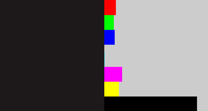 Hex color #1d1819 - dark