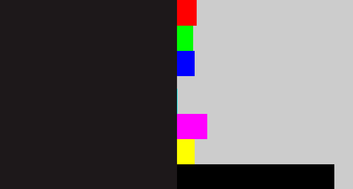 Hex color #1d181a - dark