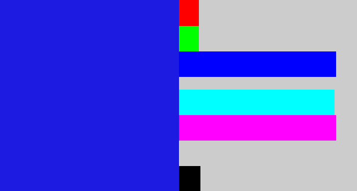 Hex color #1d1be1 - ultramarine blue