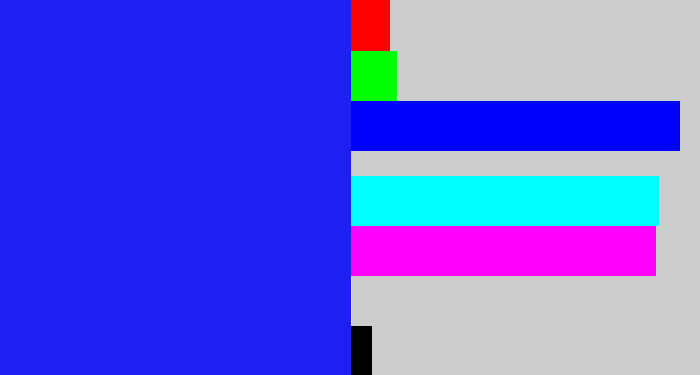 Hex color #1d20f0 - vivid blue