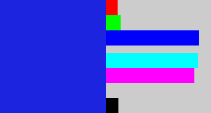 Hex color #1d24e0 - ultramarine blue