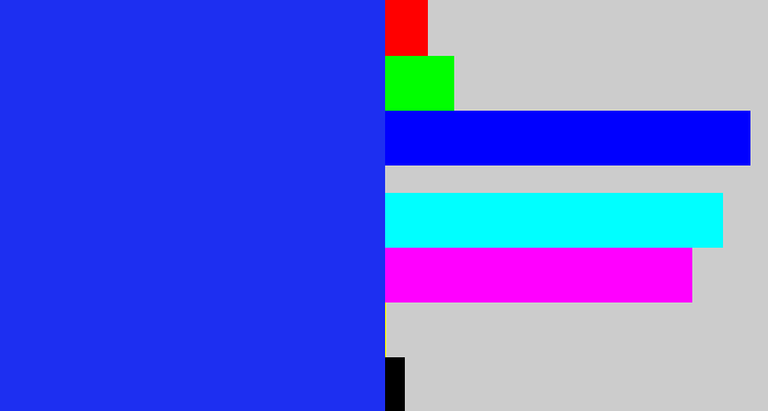 Hex color #1d2ff1 - vivid blue