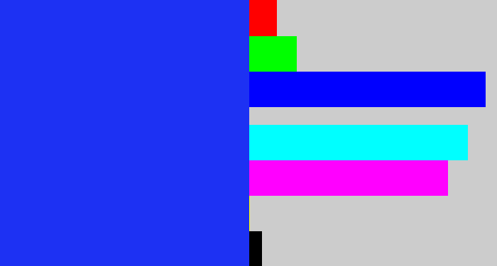 Hex color #1d31f3 - vivid blue