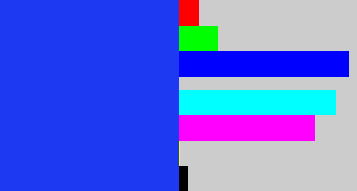 Hex color #1d39f2 - vivid blue