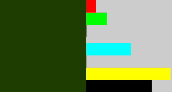 Hex color #1d3d01 - forrest green