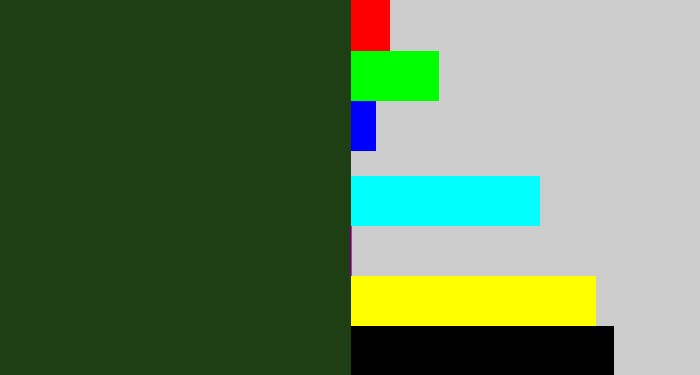 Hex color #1d3f13 - forrest green