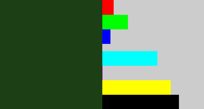 Hex color #1d3f15 - forrest green