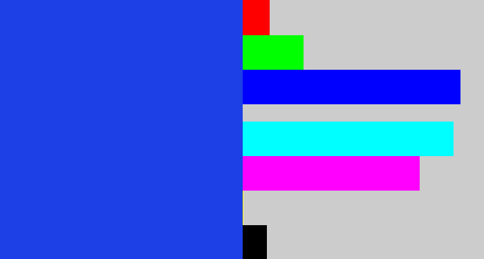 Hex color #1d3fe6 - blue