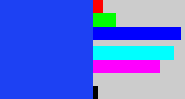 Hex color #1d41f3 - vivid blue