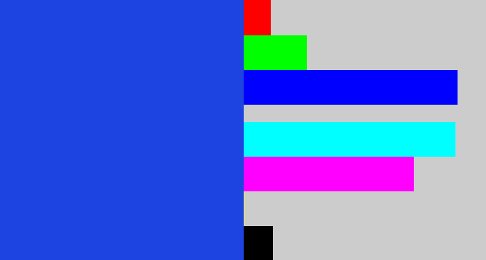 Hex color #1d43e1 - blue