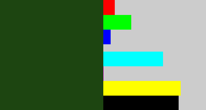 Hex color #1d4511 - forrest green
