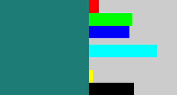 Hex color #1d7c76 - blue green