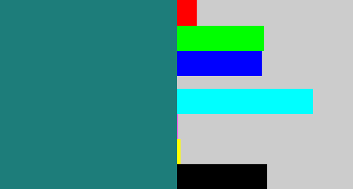 Hex color #1d7d7a - blue green