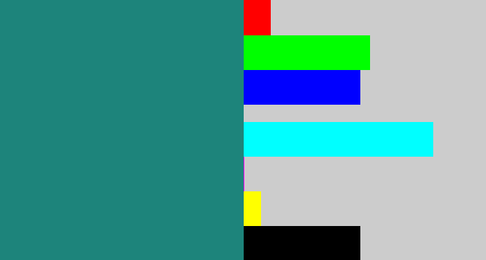 Hex color #1d847b - blue green