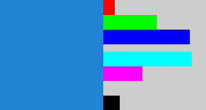 Hex color #1d84d5 - water blue