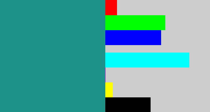 Hex color #1d9288 - blue/green