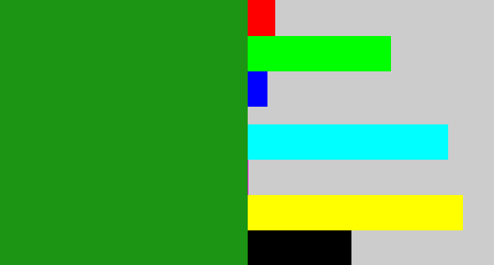 Hex color #1d9514 - true green
