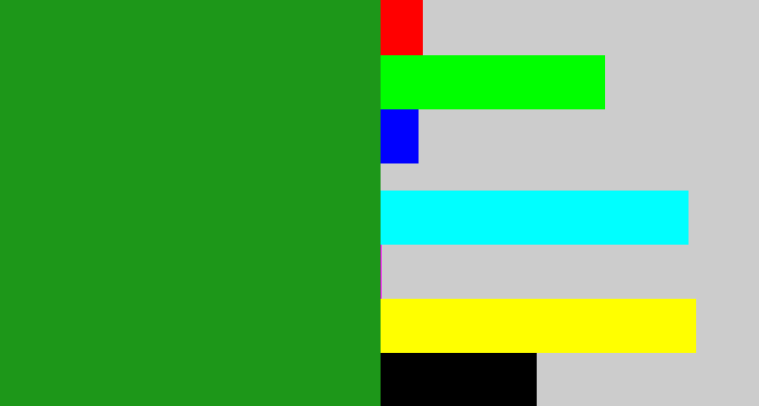Hex color #1d9719 - green
