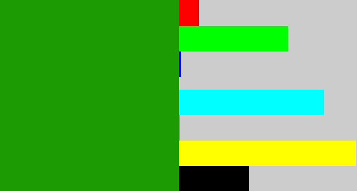 Hex color #1d9b02 - true green