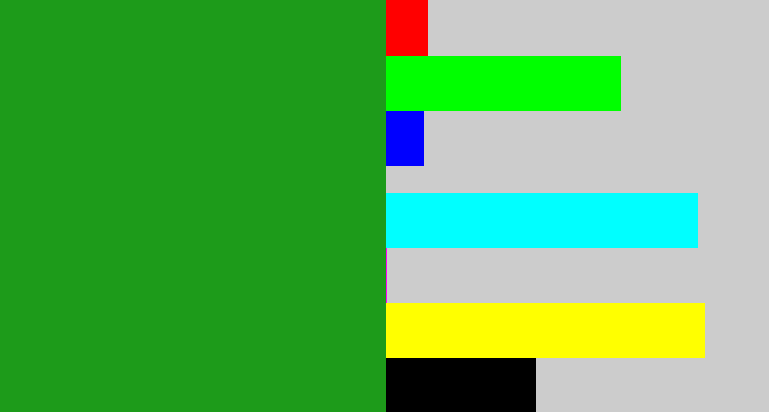Hex color #1d9b1a - green