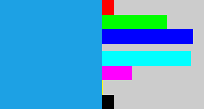 Hex color #1da1e4 - azure