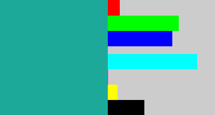 Hex color #1da99a - blue/green