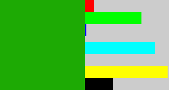 Hex color #1daa04 - green
