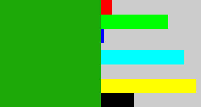 Hex color #1daa08 - green
