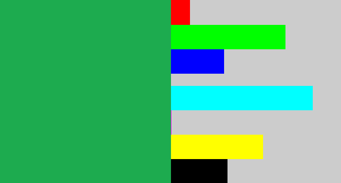Hex color #1dab4f - medium green