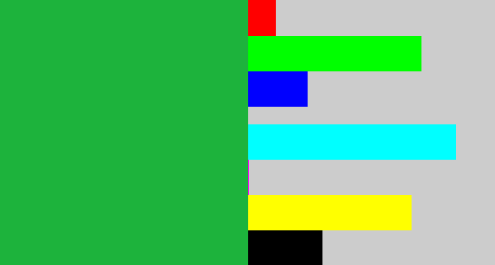 Hex color #1db33c - medium green