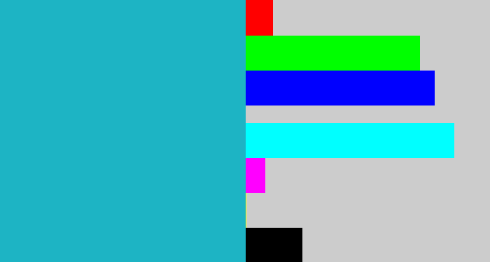 Hex color #1db4c4 - turquoise blue