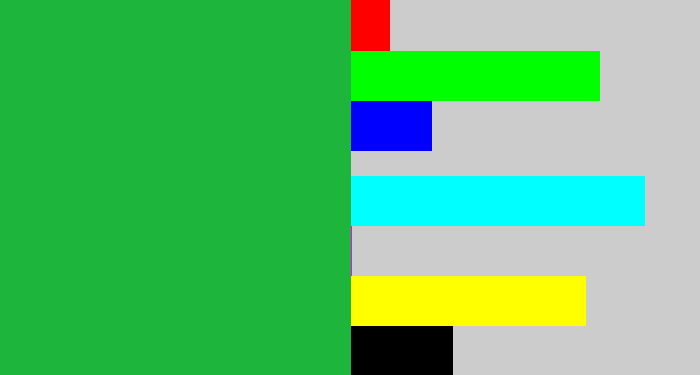 Hex color #1db53b - kelly green