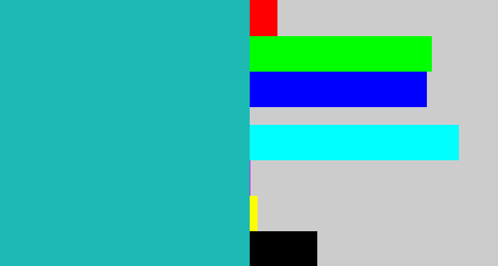 Hex color #1db9b4 - topaz