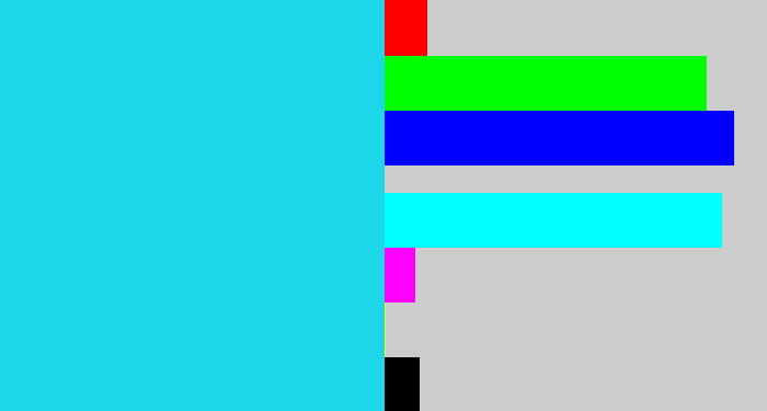 Hex color #1dd6e9 - aqua blue