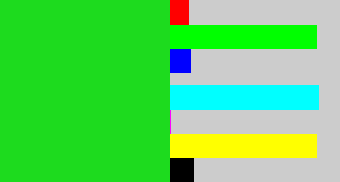 Hex color #1ddb1e - vibrant green