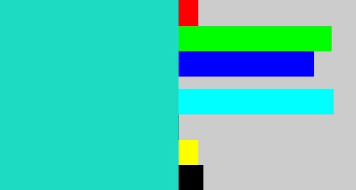 Hex color #1ddbc2 - aqua