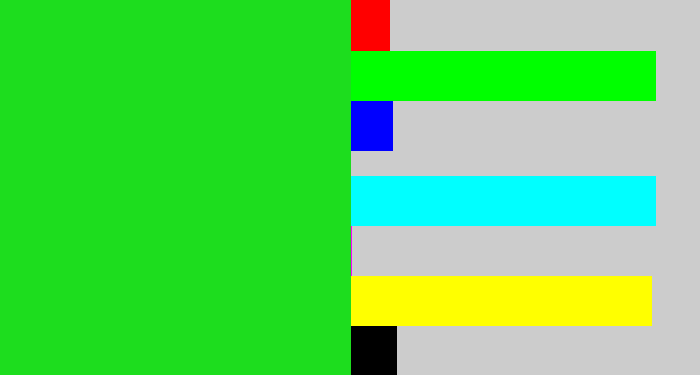 Hex color #1ddd1e - vivid green