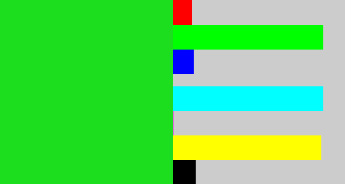 Hex color #1ddd1f - vivid green